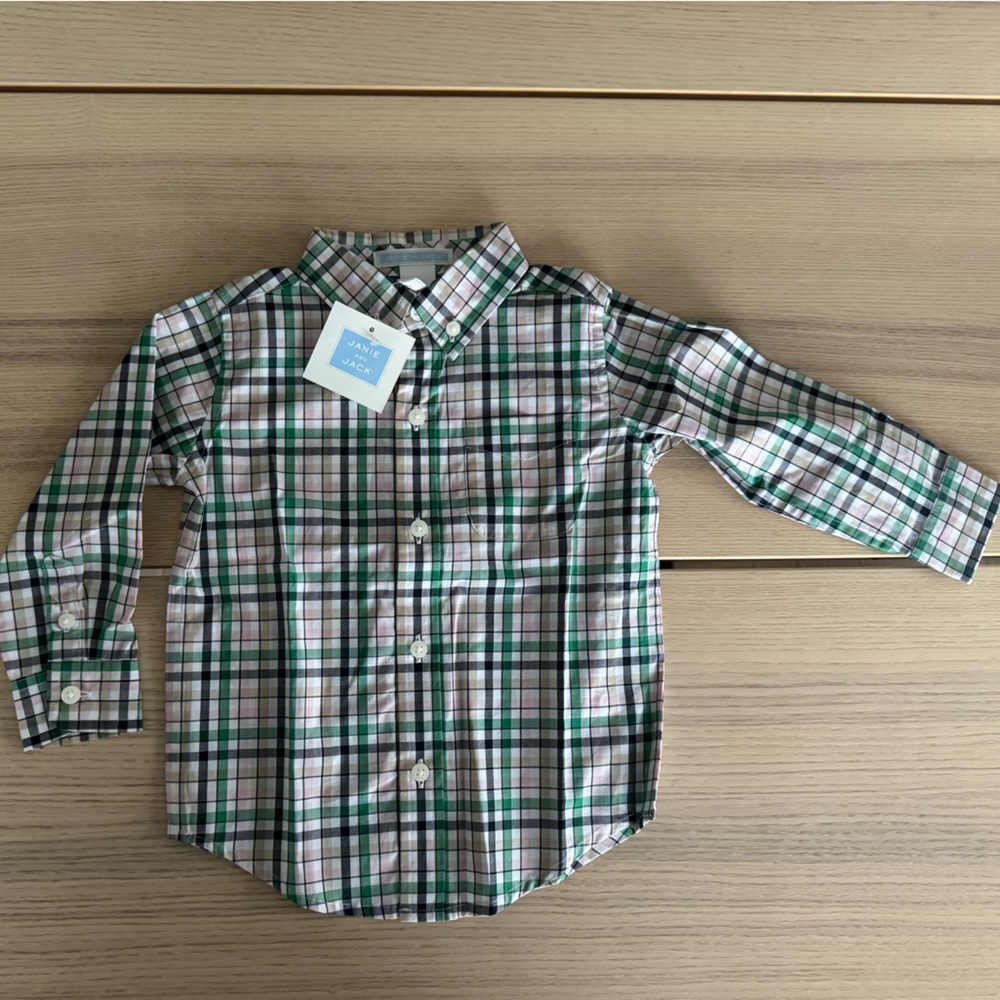 Janie and Jack Tattersall Check Button-Down Shirt – NWT – Boys 12-18 Months